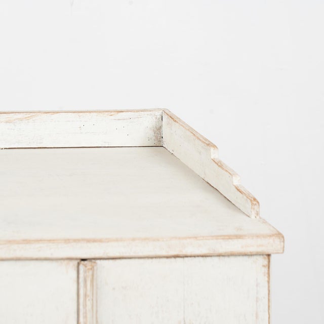 19th Century Swedish White Painted Pine Nightstand Small Narrow Cabinet For Sale - Image 6 of 13