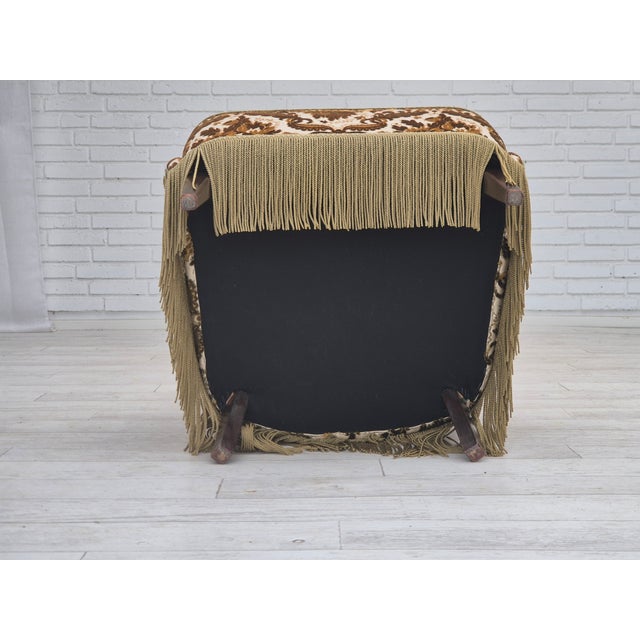 Danish Highback Armchair in Furniture Velour Fabric & Ash Wood, 1960s For Sale - Image 16 of 18