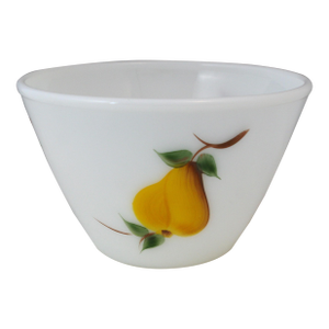 Vintage Traditional Hand Painted Gay Fad Studios Fire King 7.5" Milk Glass Bowl Fruit Pattern