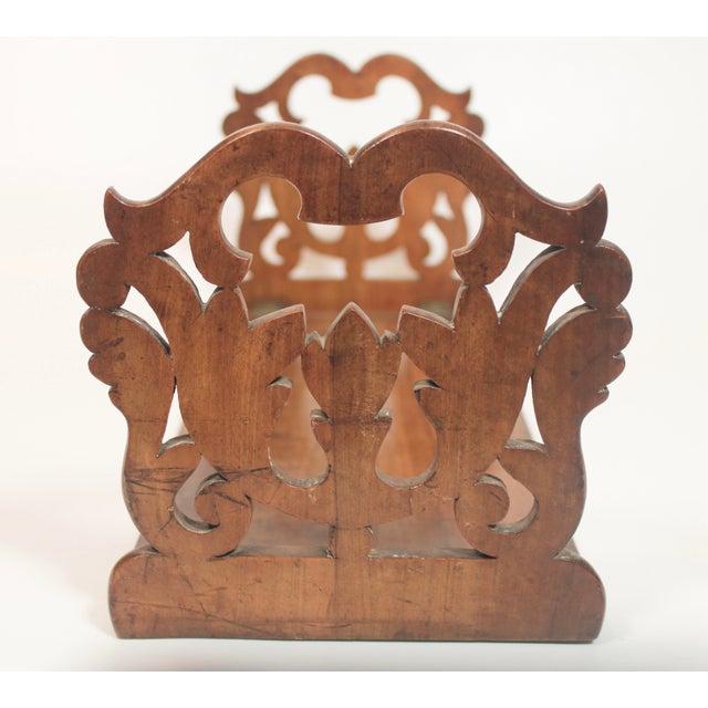 Antique English Hand Carved Wooden Folding Book Shelf For Sale - Image 4 of 12