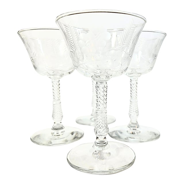 Etched Art Nouveau Goblets- Set of Four For Sale