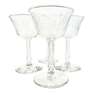 Etched Art Nouveau Goblets- Set of Four