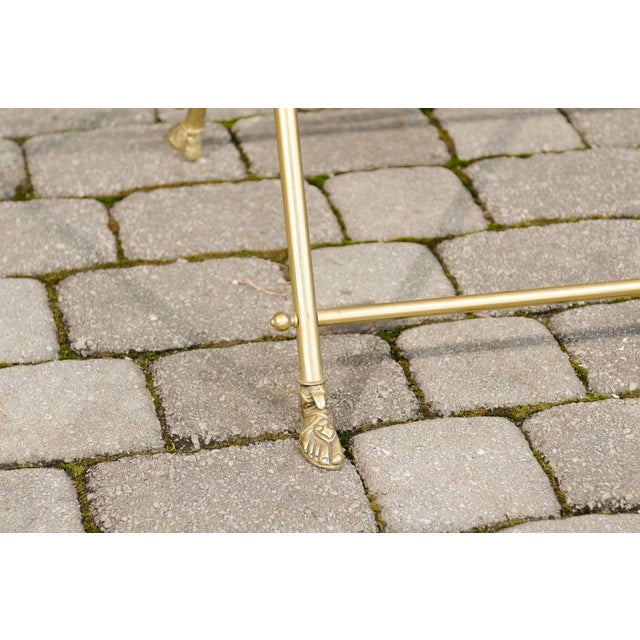 Mid 20th Century Vintage Pair of Italian Brass and Glass Folding Side Table with Sandaled Feet For Sale - Image 5 of 10