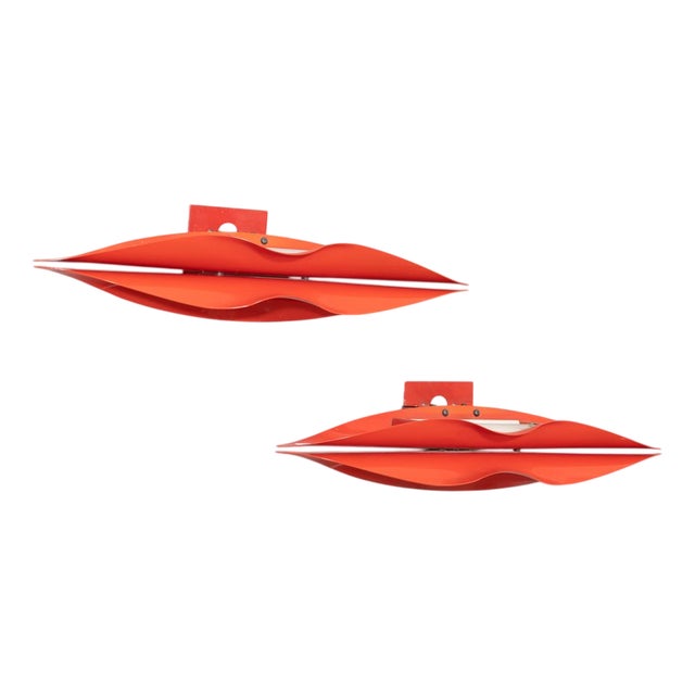 Metal Lip Wall Lamps, Italy, 1980s, Set of 2 For Sale