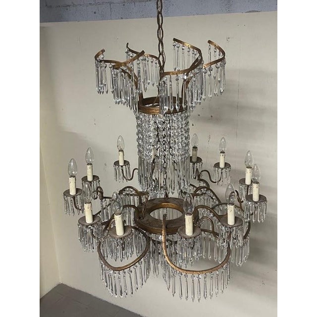 Neo-Classical Glass and Bronze Cascade Chandelier in the style of K.F. Schinkel, 1890s For Sale - Image 11 of 18