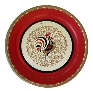1950s Pennsylvania Dutch Tole Metal Painted Tray For Sale