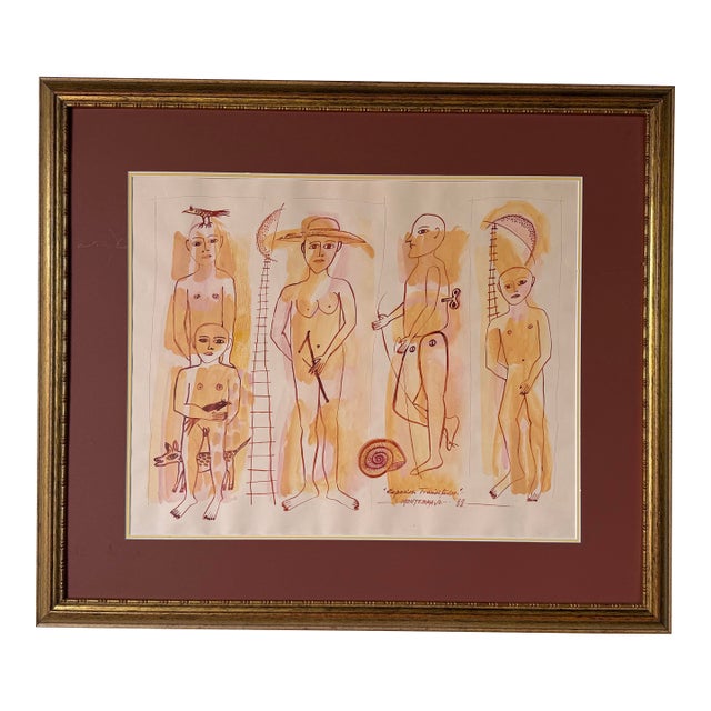 2002 José García Montebravo “Espacios Transitados” Acrylic & Ink on Paper Painting – Framed For Sale