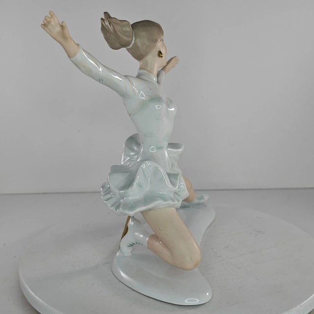 Vintage Wallendorf Porcelain Figurine Olympic Ice Figure Skater Sonja Henie For Sale In Tulsa - Image 6 of 6