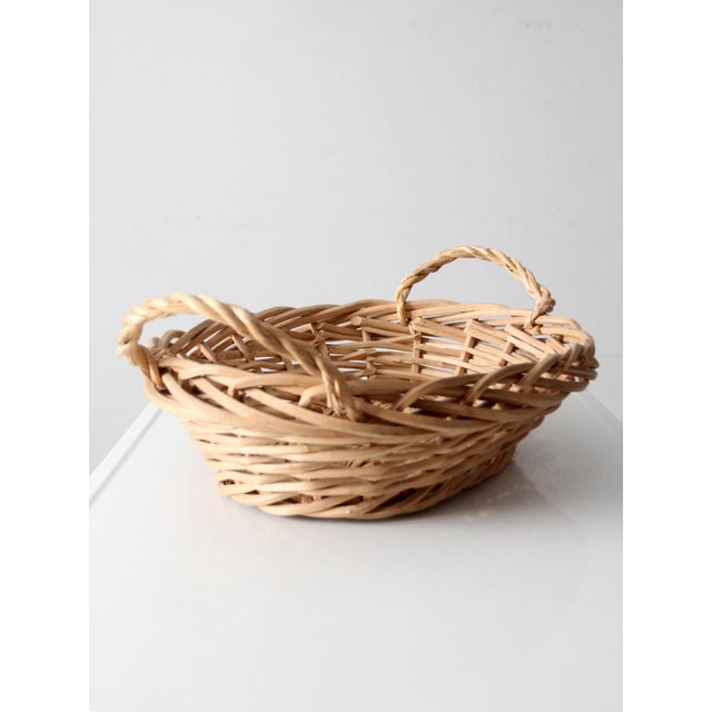 French Country Vintage Large Oval Gathering Basket With Handles For Sale - Image 3 of 12