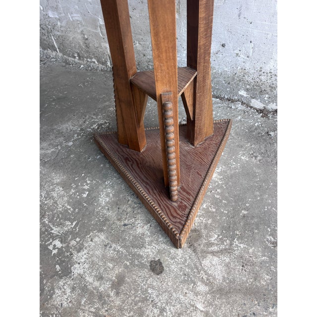 Wood Art Nouveau Carved Wood Triangular Side Table, France, 1915 For Sale - Image 7 of 11