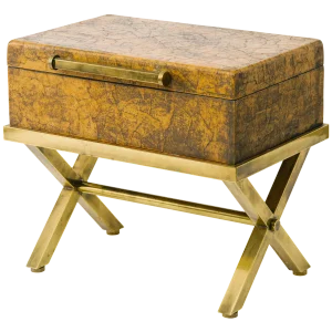 Leather Trunk on Brass Base by Hart Associates