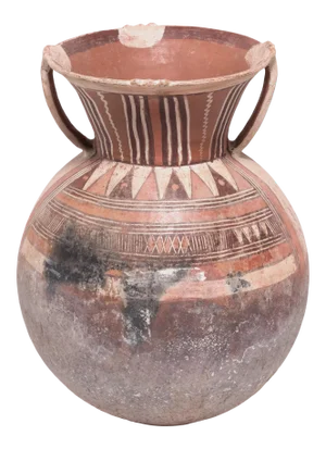 Djerma Painted Terracotta Water Vessel, C. 1900