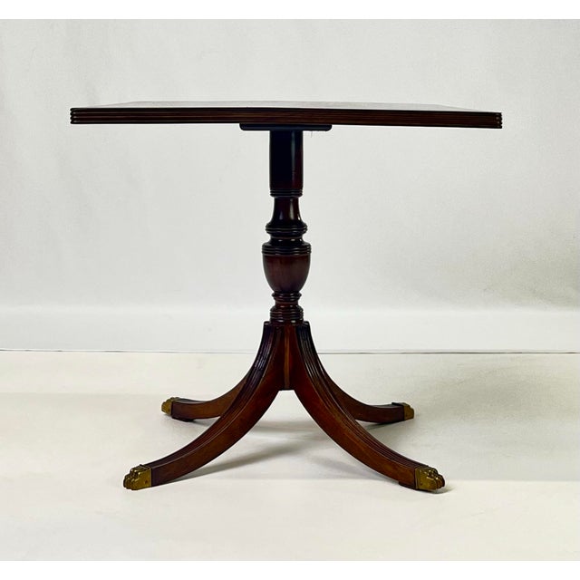 Traditional Mid 20th Century Kittinger Mahogany Pedestal Lamp Table (A 218) – Brass Lion Paw Feet For Sale - Image 3 of 13