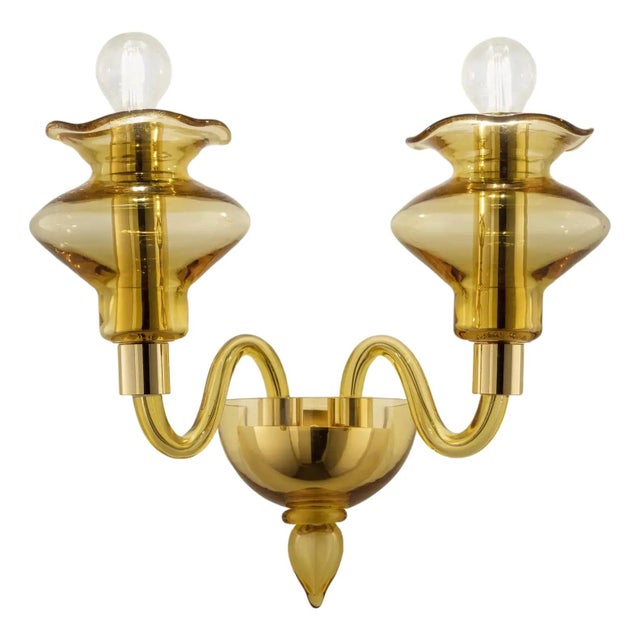 Contemporary Amber Murano Glass Sconce with Linear Design by Simoeng for Simoeng For Sale - Image 3 of 6