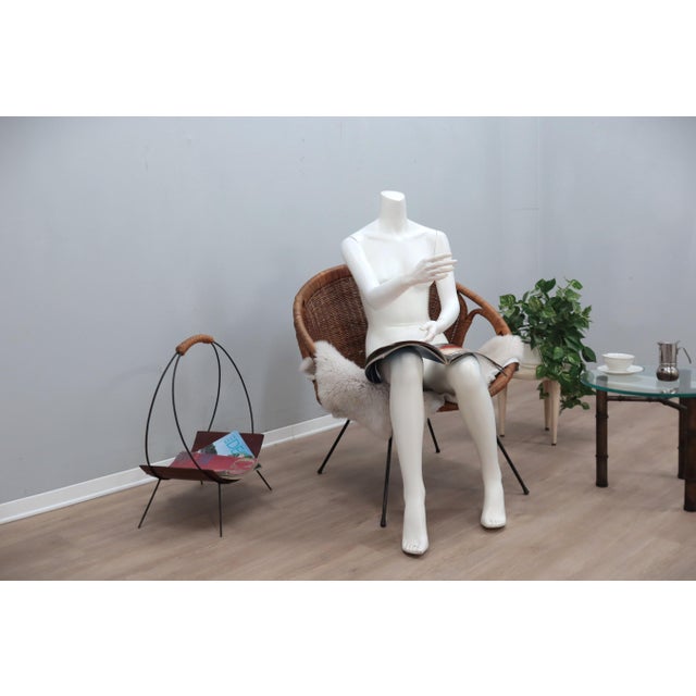 Mid-Century Modern Italian Rattan and Wicker Scoop Chair, 1950s For Sale - Image 11 of 14