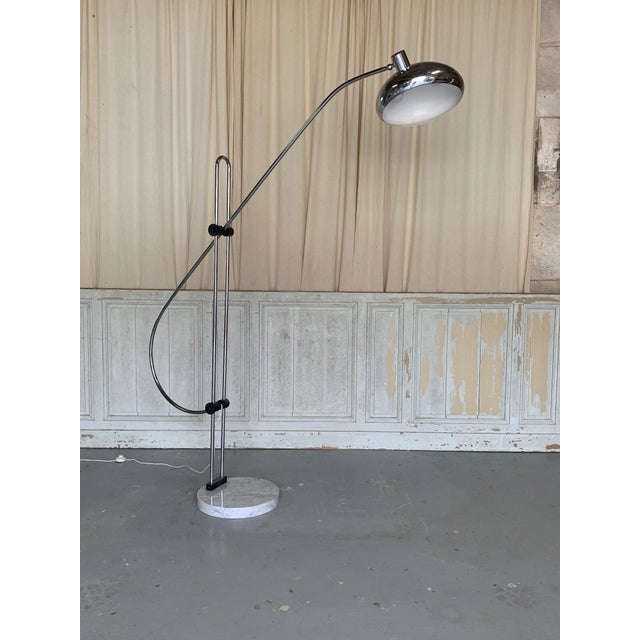 Large Italian Adjustable Arc Floor Lamp in Marble and Chrome, 1970s For Sale - Image 11 of 11