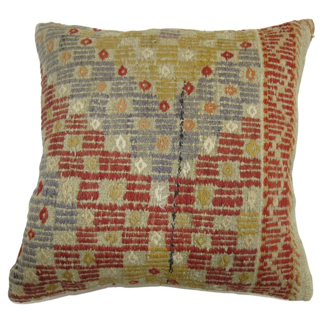 Pillow made from a Turkish flat-weave rug Measures: 19'' x 19''.