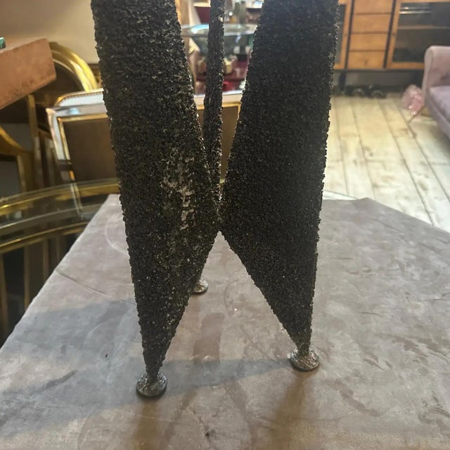 1980s 1980s Brutalist Iron and Brass Italian Three Arms Candelabra For Sale - Image 5 of 11