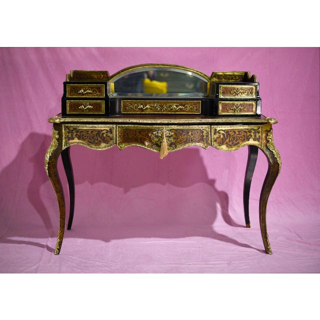19th Century Fine French Ladies Bonheur Du Jour Bronze Mounted Desk Timeless Elegance For Sale - Image 4 of 12