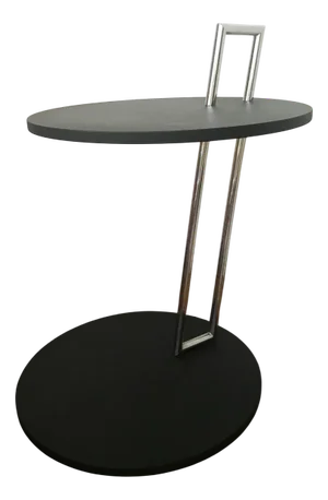 Round Black and Chrome Coffee Table by Eileen Gray