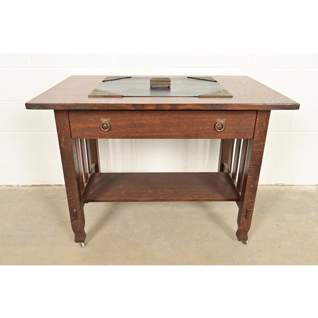 Tiffany Studios New York Pine Needle Pattern Bronze and Favrile Slag Glass Stamp Box For Sale - Image 11 of 12