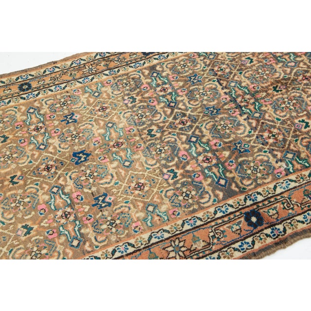 1960s Allover Designed Persian Hamadan Wool Rug in Light Brown For Sale - Image 5 of 11