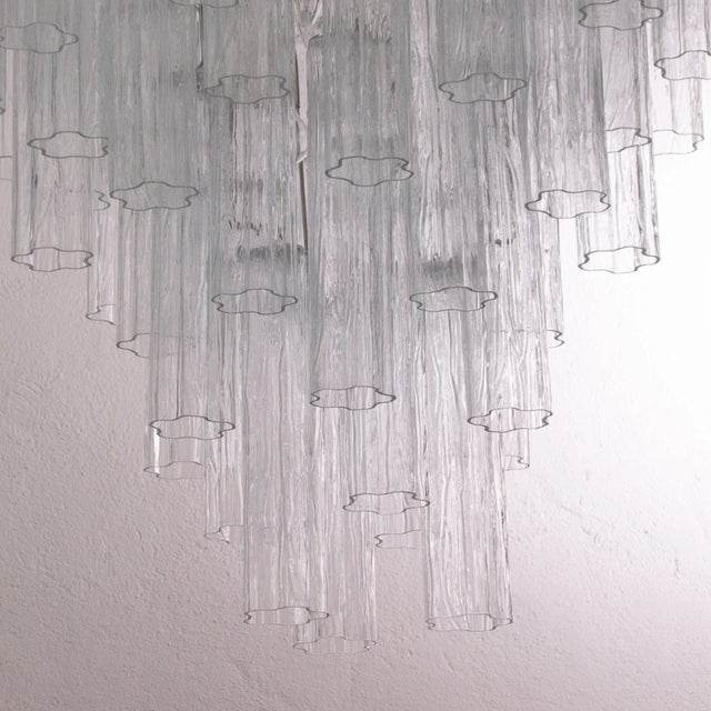 Italian Chandelier in Tronchi Clear Murano Glass, 1980s For Sale - Image 11 of 12