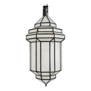 Moroccan Frosted Glass Prism Pendant Light Large For Sale