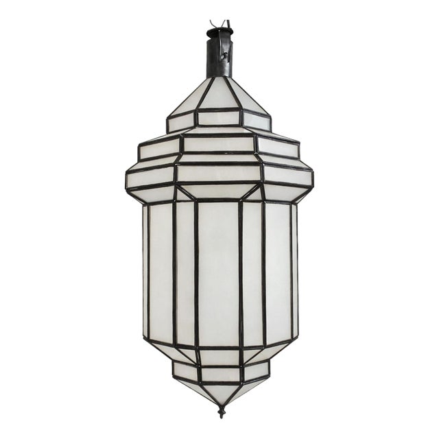Moroccan Frosted Glass Prism Pendant Light Large For Sale