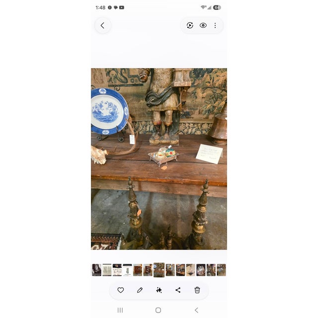 Brown Antique Texas Long Leaf Pine Jury Table For Sale - Image 8 of 9