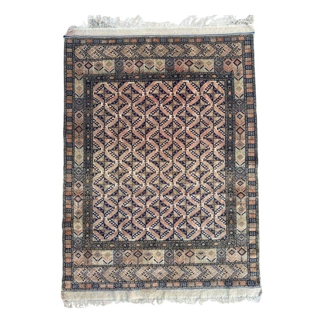 Turkmen Wool and Silk Rug, 1970s For Sale