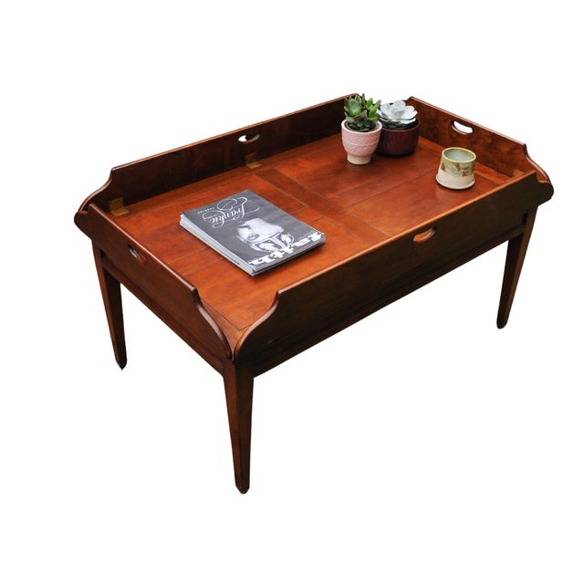 Campaign Mahogany and Brass Butlers Coffee Table by Kennedy Furniture for Harrods For Sale - Image 10 of 12
