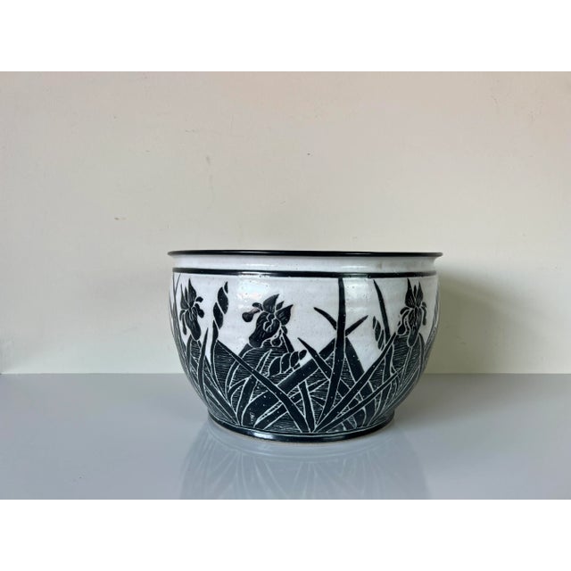 1980's Vintage Carris Hand Painted Pottery Planter For Sale - Image 9 of 10