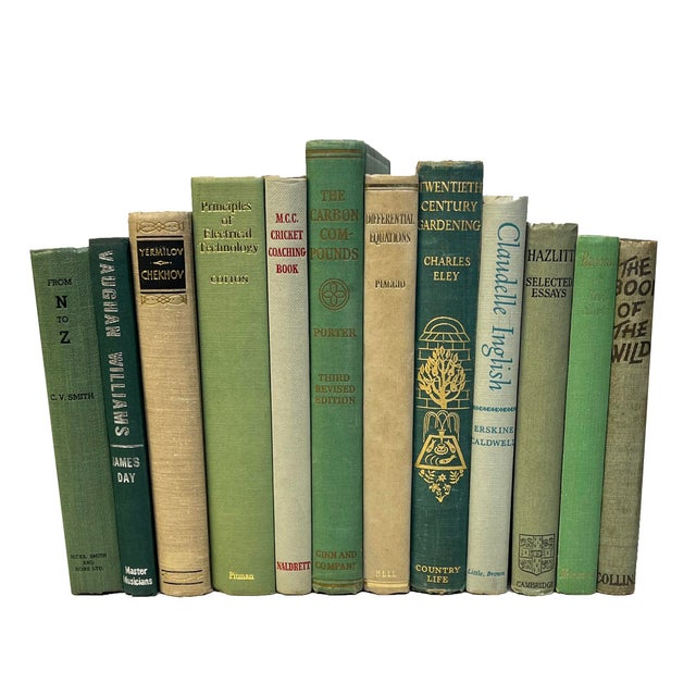 Mid-Century Modern Decorative Books - Vintage Ivy Cream Book Bundle - 1 Foot of Green Books For Sale - Image 3 of 3