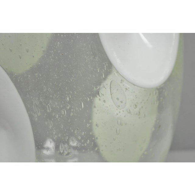 White Vintage Mid Century Italian Modern Pulegoso Bubble Glass White Dimple 14" Vase For Sale - Image 8 of 15