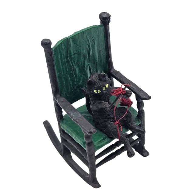 Austrian Cold-Painted Vienna Bronze Cat Knitting in Rocking Chair For Sale - Image 14 of 15