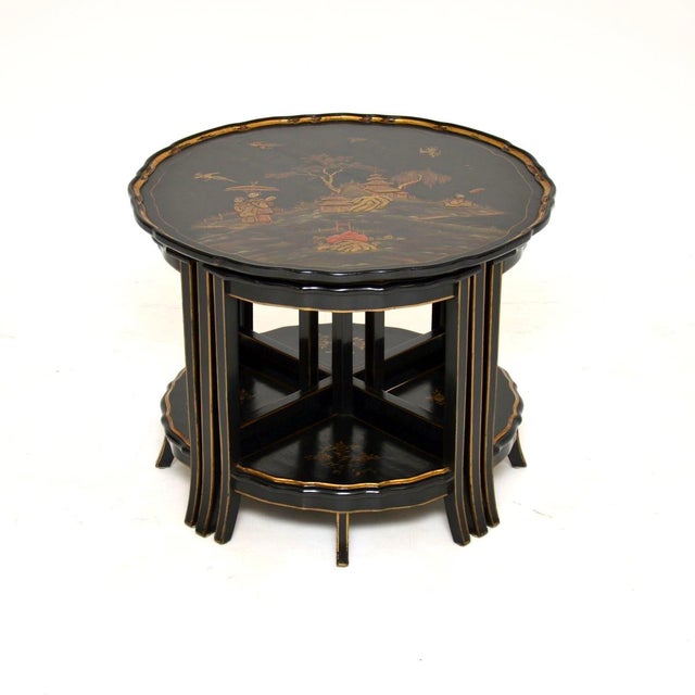 Antique Chinoiserie Lacquered Nesting Tables, 1920s, Set of 5 For Sale - Image 14 of 14