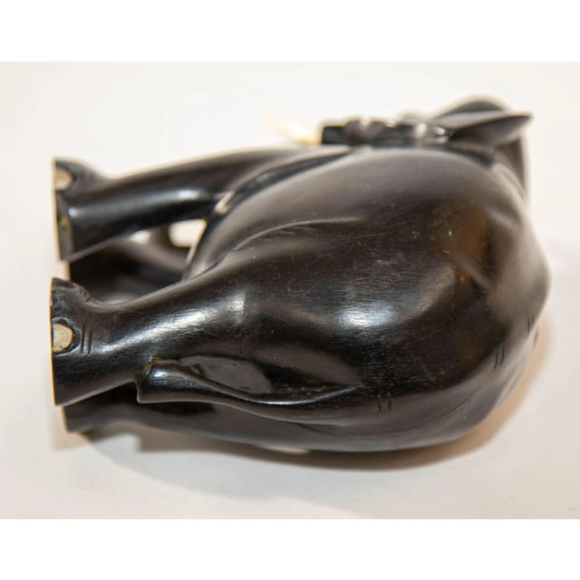 Anglo Indian Elephant Ebony Wood Hand Carved Sculpture For Sale - Image 11 of 13