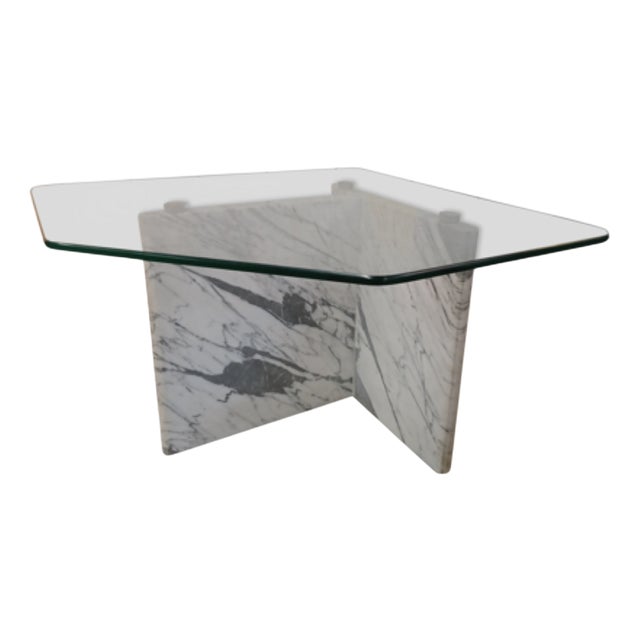 Vintage Marble and Glass Side Table For Sale
