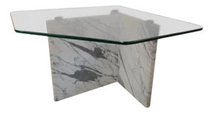 Vintage Marble and Glass Side Table