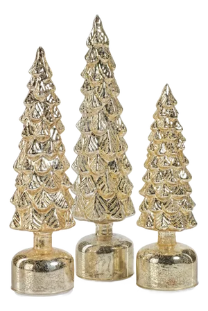 Mugo Pine Antique Gold Rotating LED Holiday Tabletop Tree, Small