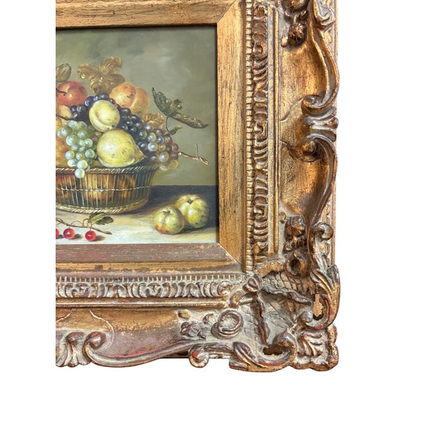 Mid 20th Century Mid 20th Century European-Style Still Life Fruit Painting in Ornate Gilt Frame For Sale - Image 5 of 6