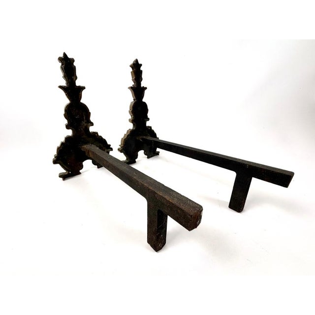 Goldenrod French Louis XV Style Bronze Andirons, 1800s, Set of 2 For Sale - Image 8 of 11