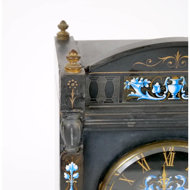 Tiffany & Co. French Black Slate / Enamel Striking Mantel Clock, Circa 1880–1890 For Sale - Image 10 of 18