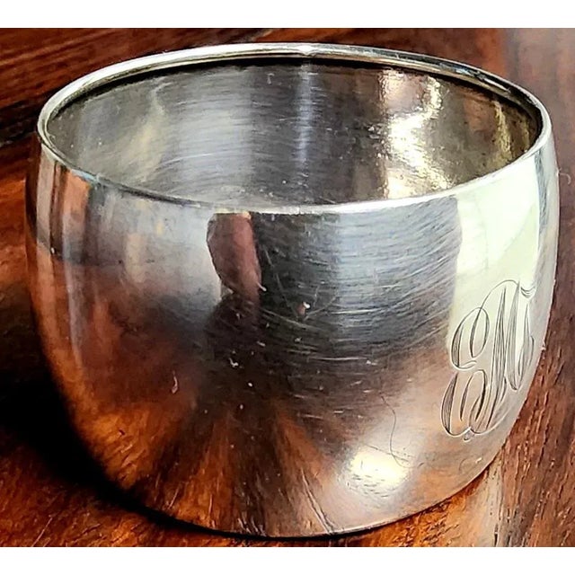 1950s Antique 19th Century Fine Sterling Silver Etched Napkin Ring For Sale - Image 5 of 8