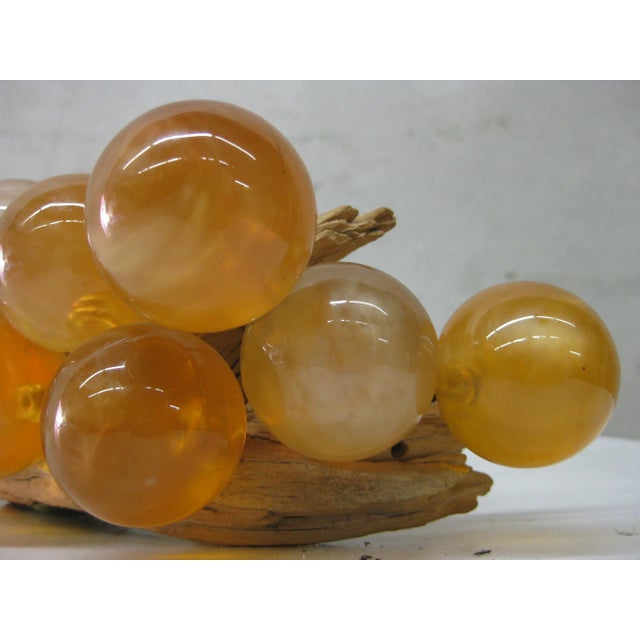 Yellow Lucite Grapes on Driftwood Stem For Sale - Image 4 of 6