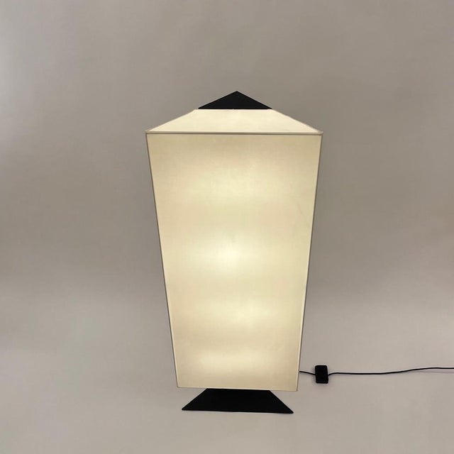 Beige Accademia Floor Lamp in Black Structured Steel and White Jersey Fabric by Cini Boeri for Artemide, Italy, 1978 For Sale - Image 8 of 15