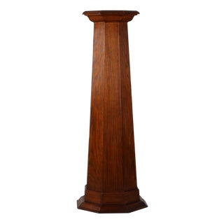 Art Deco French Octagonal Oak Pedestal, 1920s For Sale