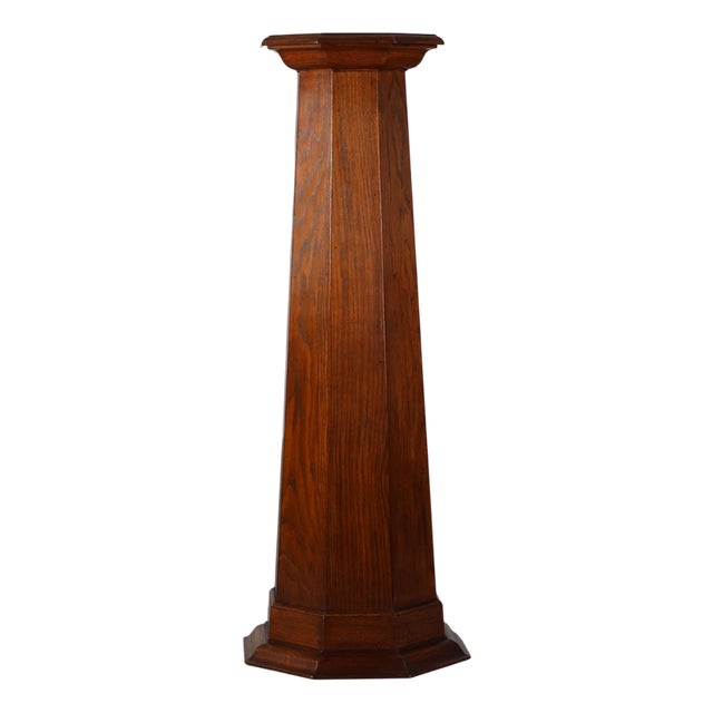 Art Deco French Octagonal Oak Pedestal, 1920s For Sale