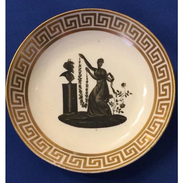 Ceramic 1800 - 1805 English Georgian Coalport Coffee Cup & Saucer Decorated with Neoclassical Silhouettes en Grisaille - A Pair For Sale - Image 7 of 11